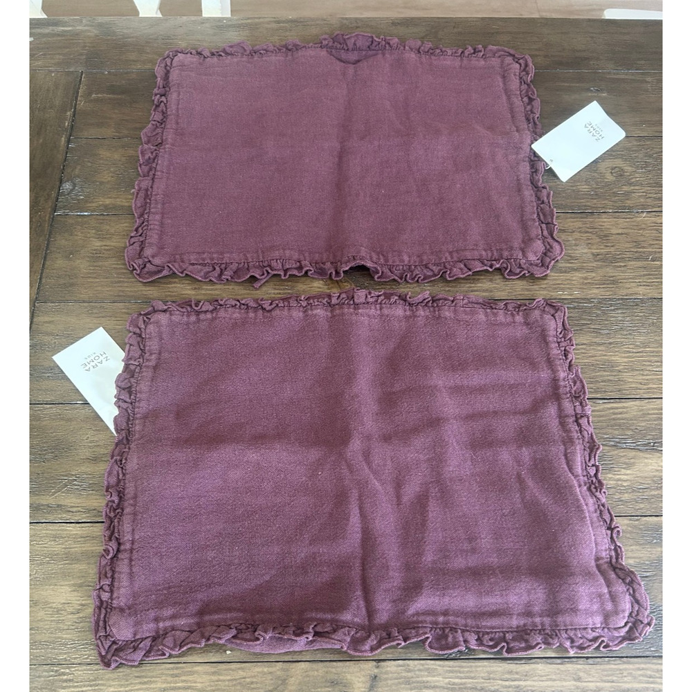 Zara Home Pillow Covers Shams Purple Linen Ruffle